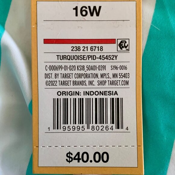 Kona Sol Plus One Piece Green Stripe Print V-Neck Bathing Suit Size 16W - Picture 9 of 11